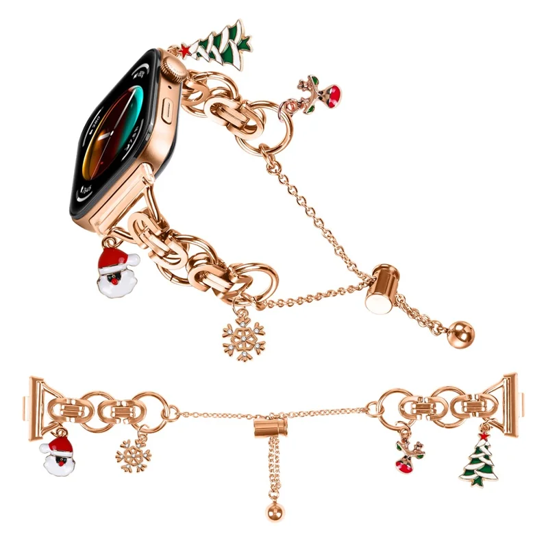 For Huawei Watch Fit 3 Electroplated Metal Alloy Band Single Loop Chain Bracelet Strap - Rose Gold  /  Christmas