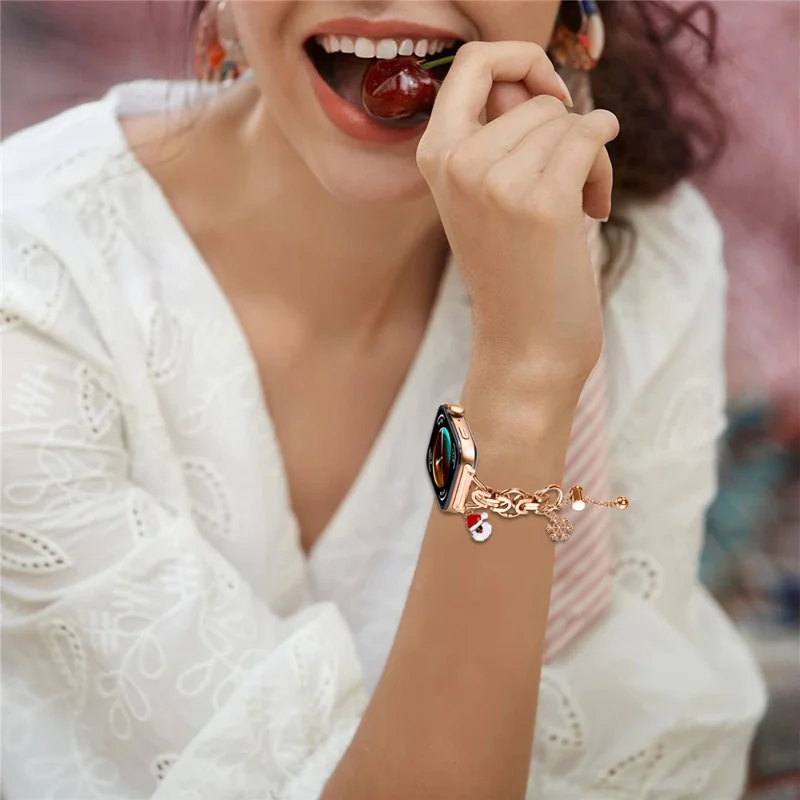 For Huawei Watch Fit 3 Electroplated Metal Alloy Band Single Loop Chain Bracelet Strap - Rose Gold  /  Christmas