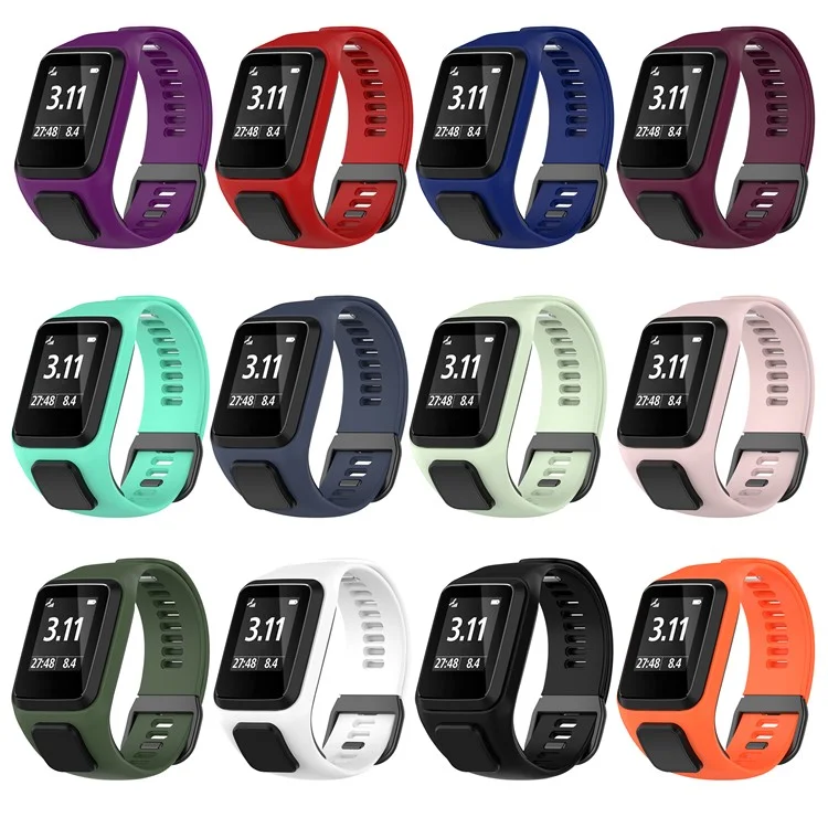 Silicone Watchband Replacement Wrist Strap for TomTom Spark/Runner 3/2 - Dark Green