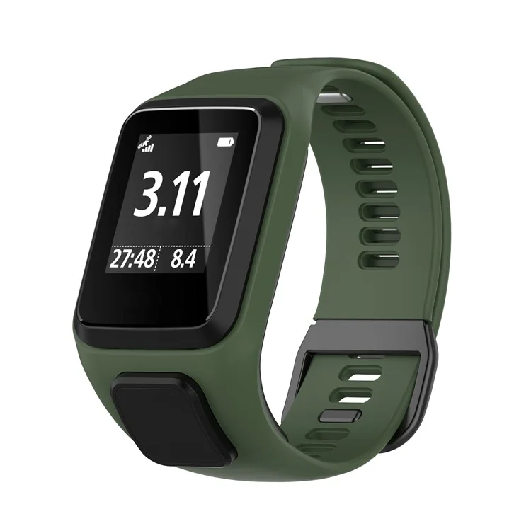 Silicone Watchband Replacement Wrist Strap for TomTom Spark/Runner 3/2 - Dark Green