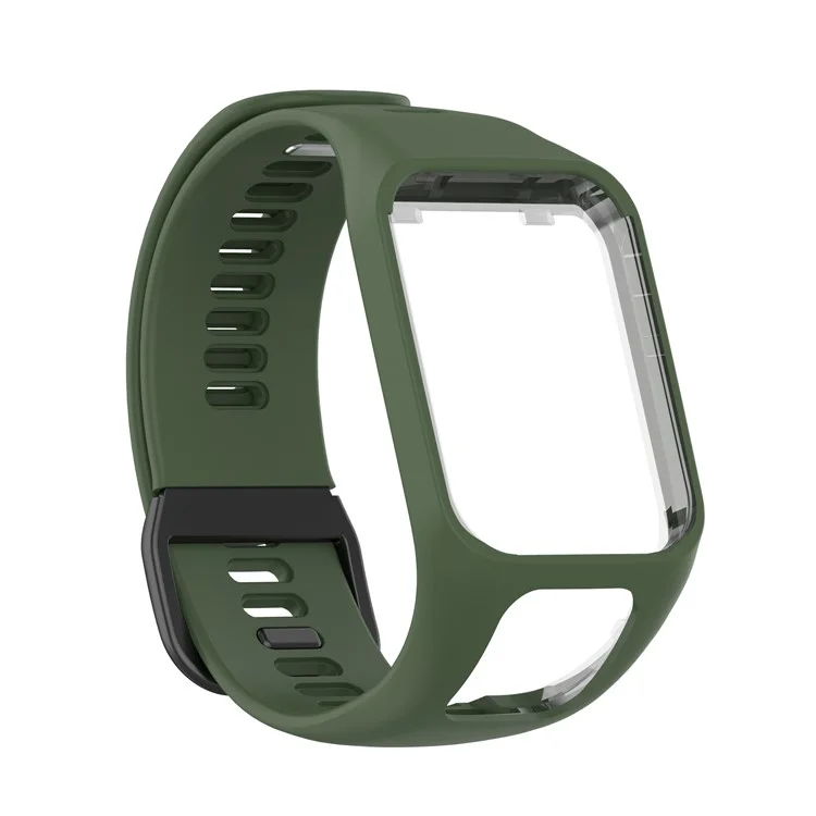 Silicone Watchband Replacement Wrist Strap for TomTom Spark/Runner 3/2 - Dark Green