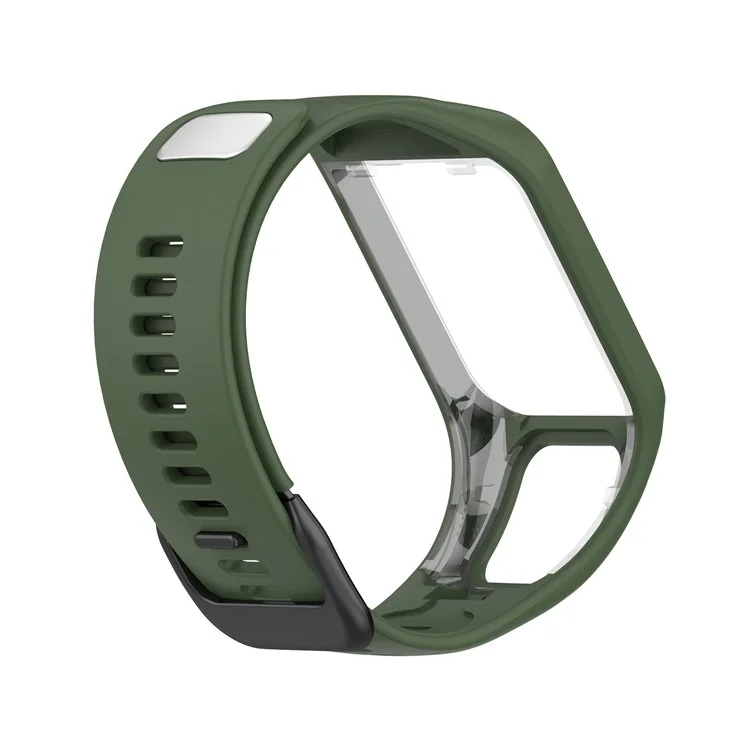 Silicone Watchband Replacement Wrist Strap for TomTom Spark/Runner 3/2 - Dark Green