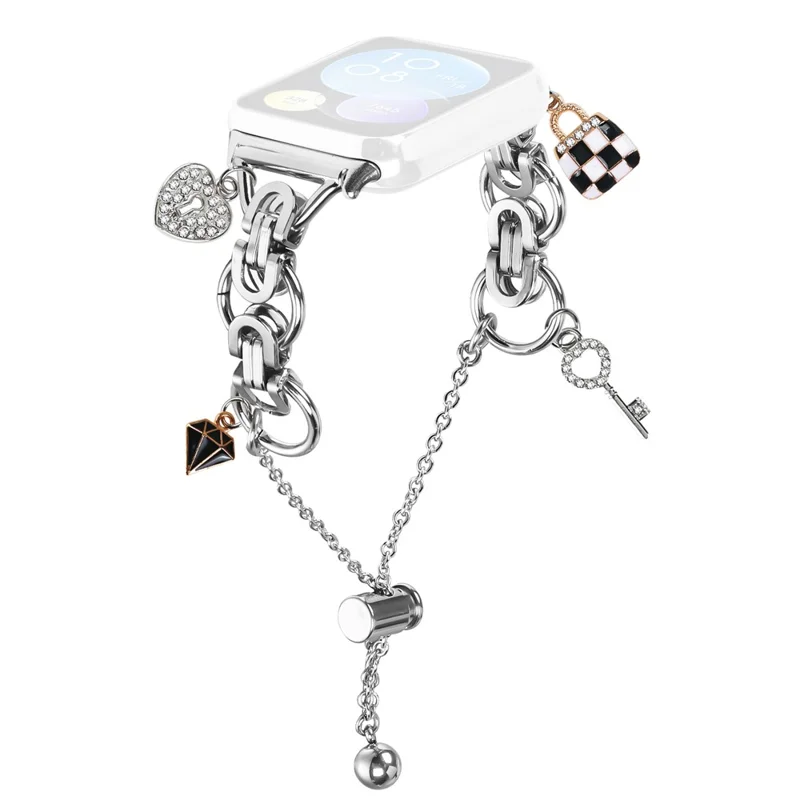 For Xiaomi Redmi Watch 4 Silver Watch Band Adjustable Single Chain Style Metal Alloy Strap