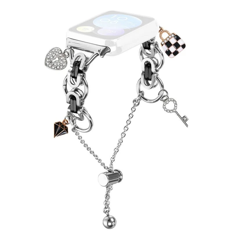 For Xiaomi Redmi Watch 4 Electroplated Metal Alloy Band Single Loop Chain Bracelet Strap - Silver  /  Black