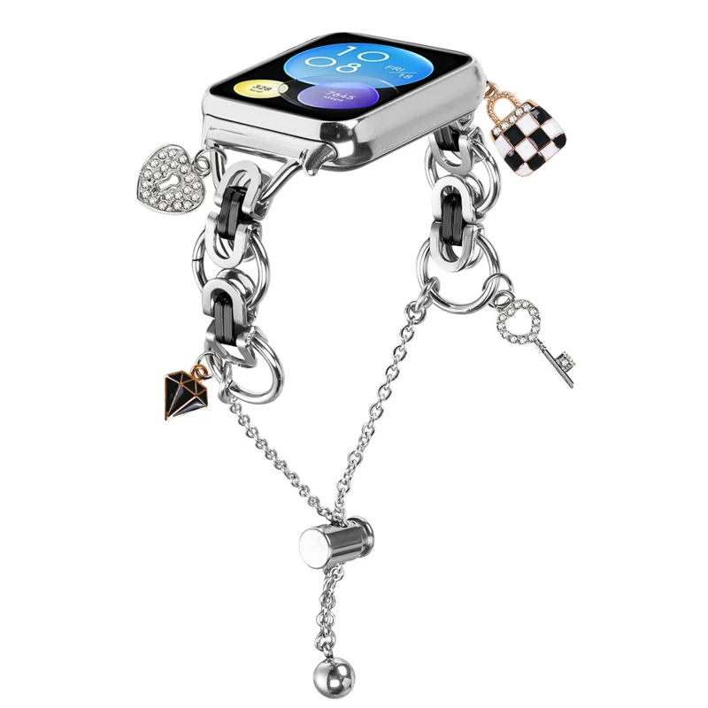 For Xiaomi Redmi Watch 4 Electroplated Metal Alloy Band Single Loop Chain Bracelet Strap - Silver  /  Black