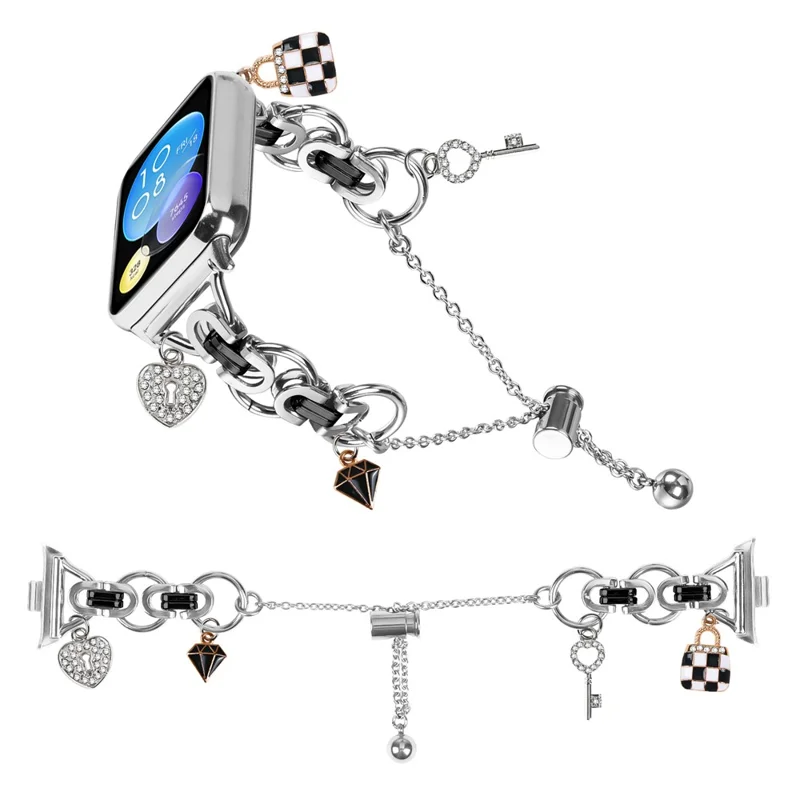 For Xiaomi Redmi Watch 4 Electroplated Metal Alloy Band Single Loop Chain Bracelet Strap - Silver  /  Black
