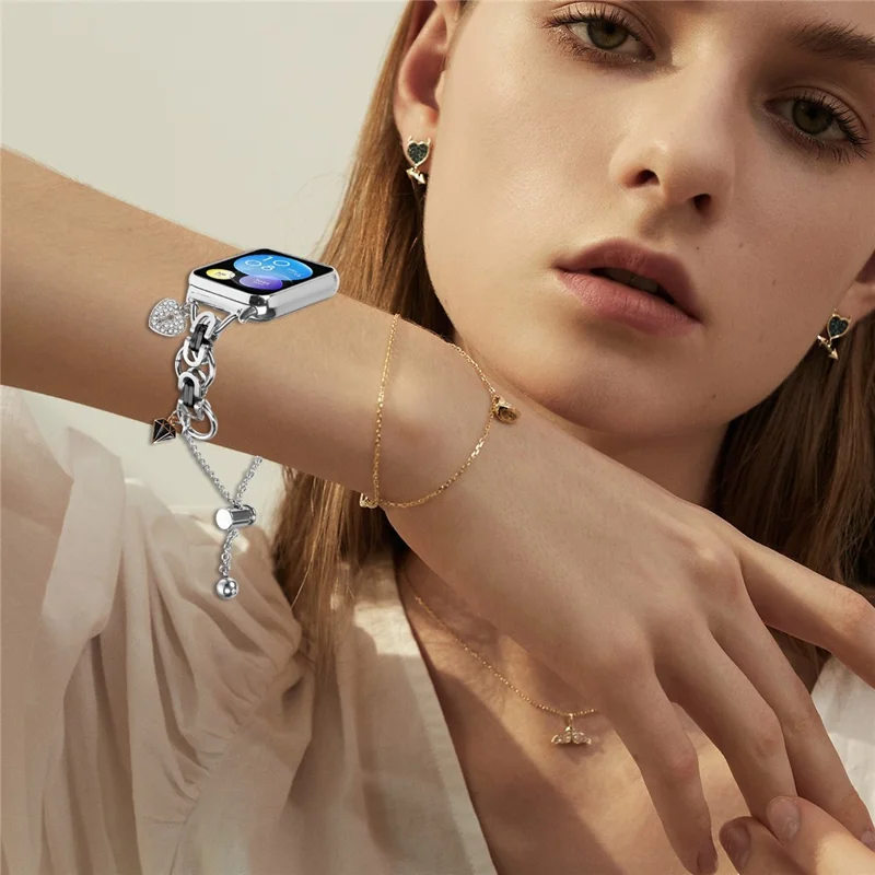 For Xiaomi Redmi Watch 4 Electroplated Metal Alloy Band Single Loop Chain Bracelet Strap - Silver  /  Black