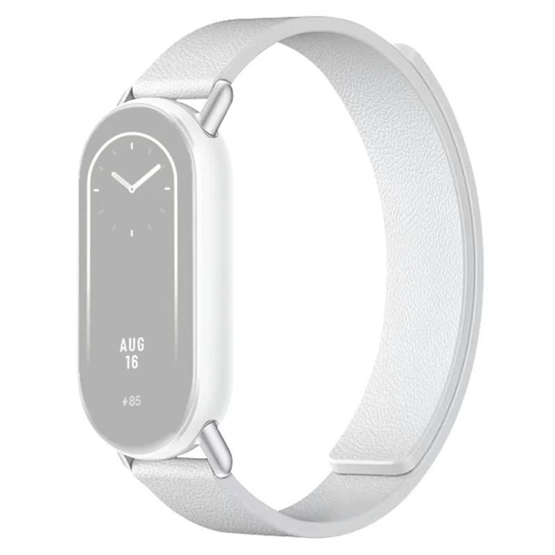 Silicone Band for Xiaomi Smart Band 10 / 10 NFC / 10 Ceramic / 9 / 9 NFC / 9 Ceramic Edition / 8 / 8 NFC Litchi Texture Magnetic Strap - White