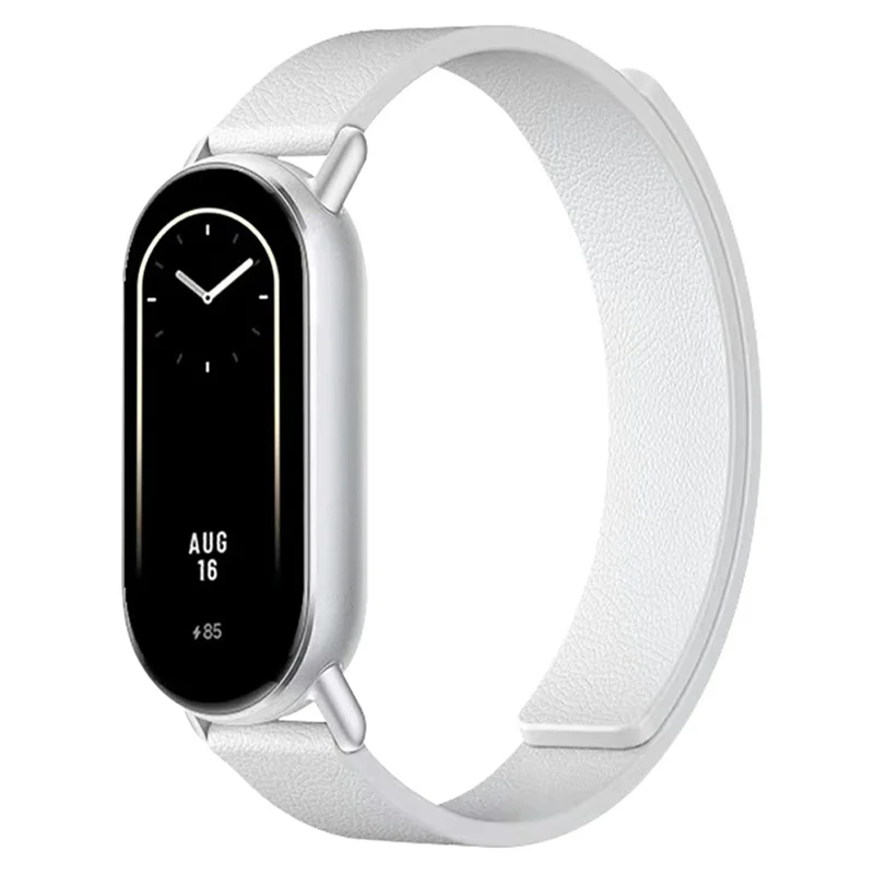Silicone Band for Xiaomi Smart Band 10 / 10 NFC / 10 Ceramic / 9 / 9 NFC / 9 Ceramic Edition / 8 / 8 NFC Litchi Texture Magnetic Strap - White