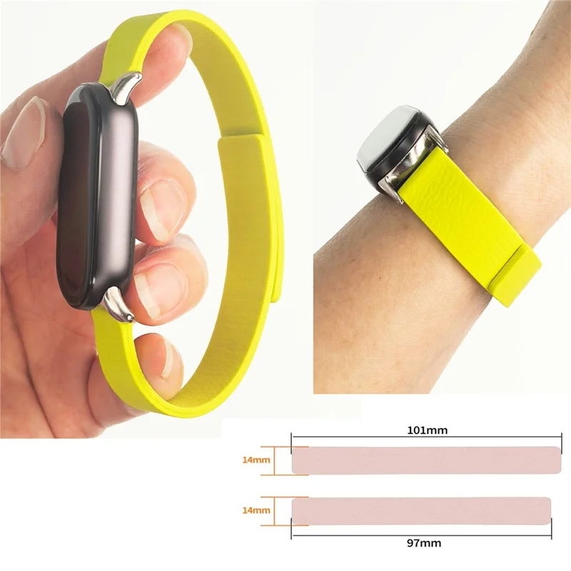Silicone Band for Xiaomi Smart Band 10 / 10 NFC / 10 Ceramic / 9 / 9 NFC / 9 Ceramic Edition / 8 / 8 NFC Litchi Texture Magnetic Strap - White