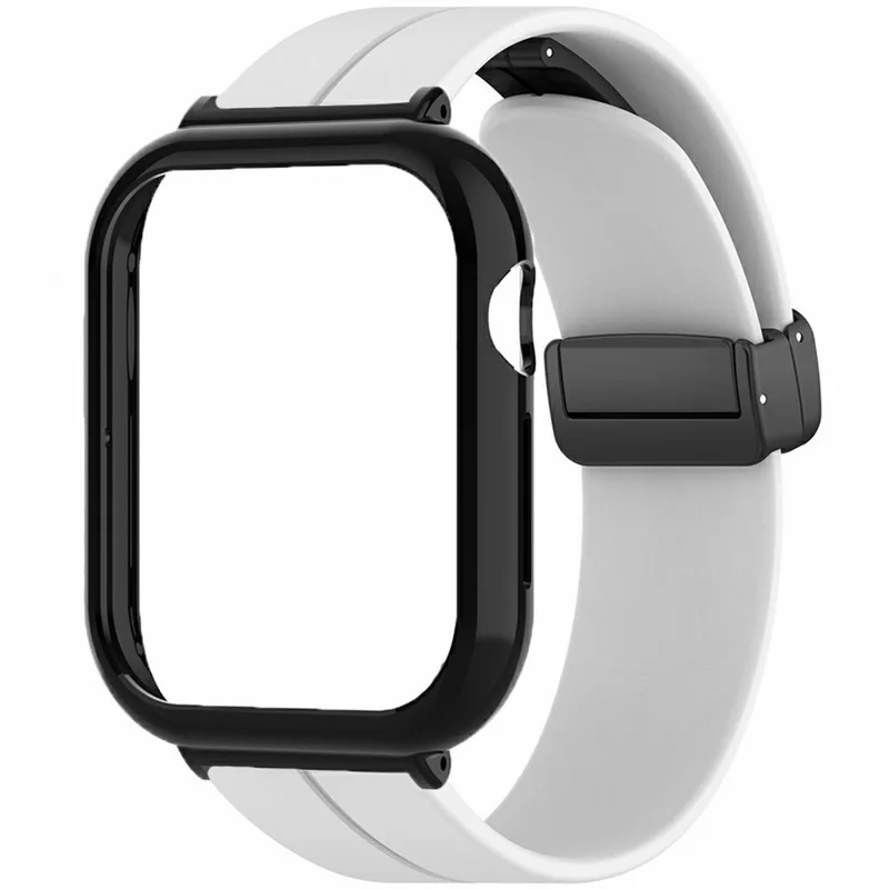 For Honor Watch 5 Strap with Case 2 in 1 Silicone Watch Band Magnetic Folding Buckle - White