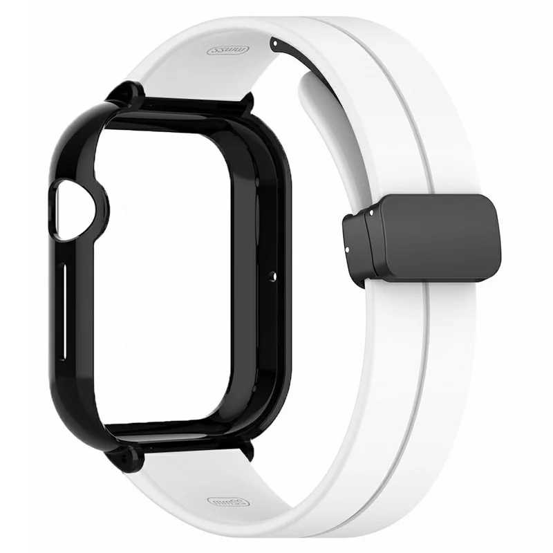 For Honor Watch 5 Strap with Case 2 in 1 Silicone Watch Band Magnetic Folding Buckle - White