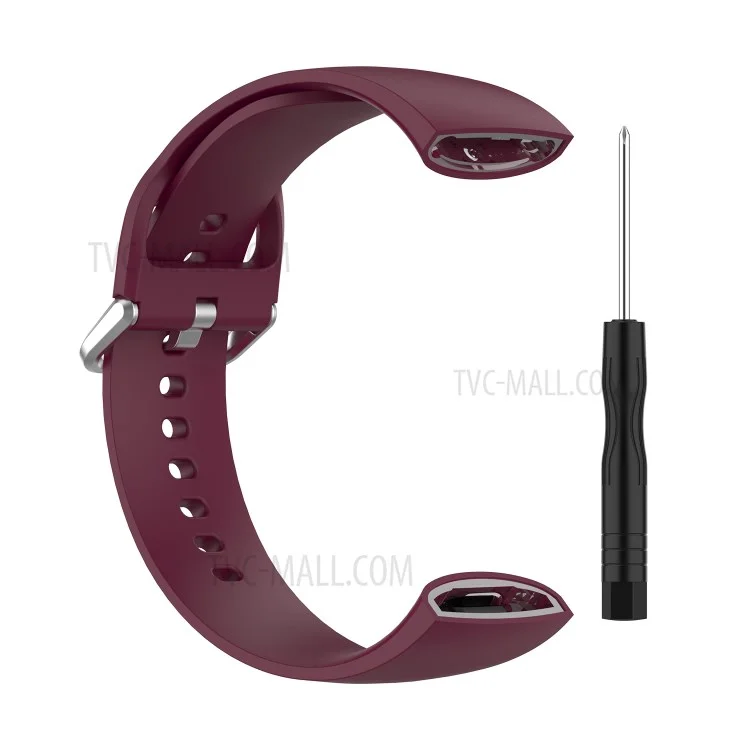 Solid Color Silicone Smart Watch Band Replacement Wrist Strap for Huami Amazfit X, Size: L - Wine Red