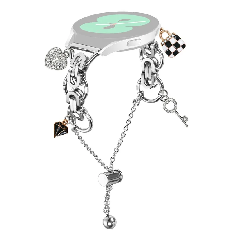 For Samsung Galaxy Watch4 40mm / 44mm Silver Watch Band Adjustable Single Chain Style Metal Alloy Strap