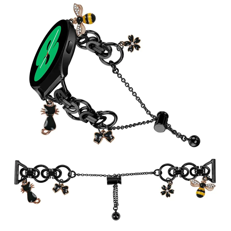 For Samsung Galaxy Watch4 40mm 44mm Electroplated Metal Alloy Band Single Loop Chain Bracelet Strap - Black