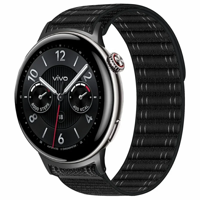 For vivo Watch 5  /  iQOO Watch 5 Watch Band Wave Pattern Nylon Strap with Black Connectors - Black