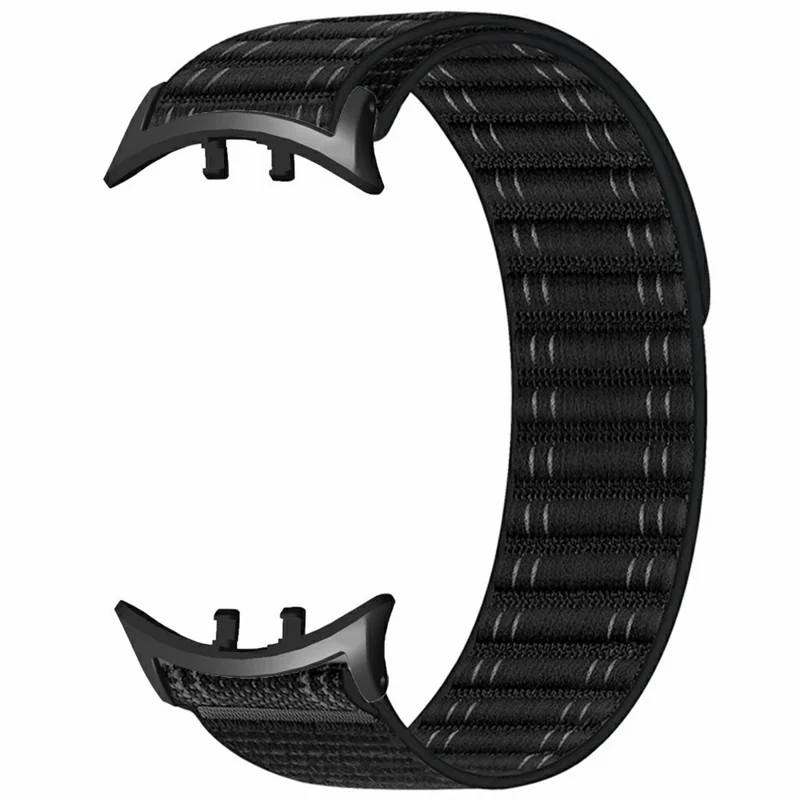 For vivo Watch 5  /  iQOO Watch 5 Watch Band Wave Pattern Nylon Strap with Black Connectors - Black