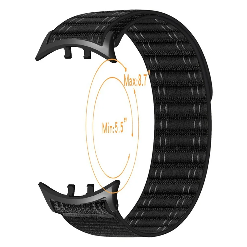 For vivo Watch 5  /  iQOO Watch 5 Watch Band Wave Pattern Nylon Strap with Black Connectors - Black