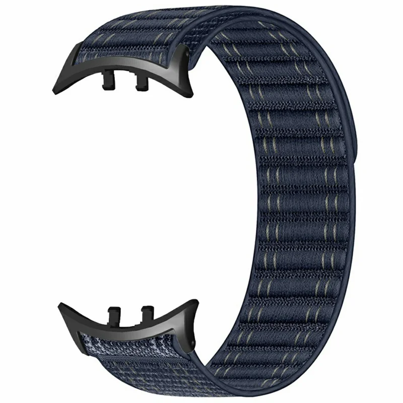 For vivo Watch 5  /  iQOO Watch 5 Watch Band Wave Pattern Nylon Strap with Black Connectors - Dark Blue
