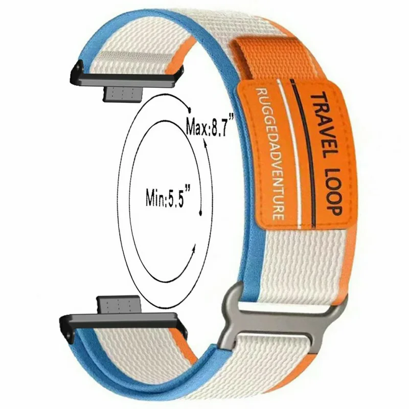 Nylon Strap for Huawei Watch Fit 4 Pro  /  Fit 4  /  Fit 3 Magic Tape Universal Watch Band with Metal Buckle - Orange  /  Beige