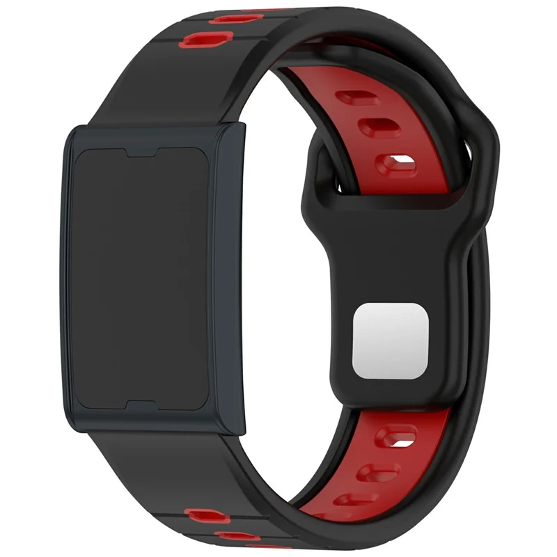 For Huami Amazfit Helio Strap Dual Color Soft Silicone Watch Strap Adjustable Wristband - Black+Red