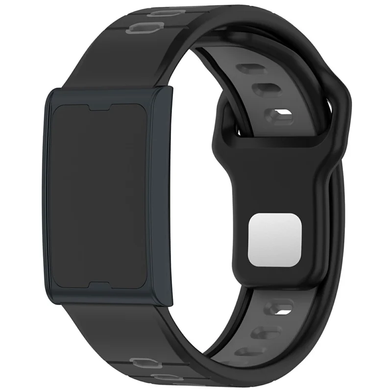 Pour Huami Amazfit Helio Bracelet Bicolore Doux Bracelet de Montre en Silicone Réglable - Noir+Gris