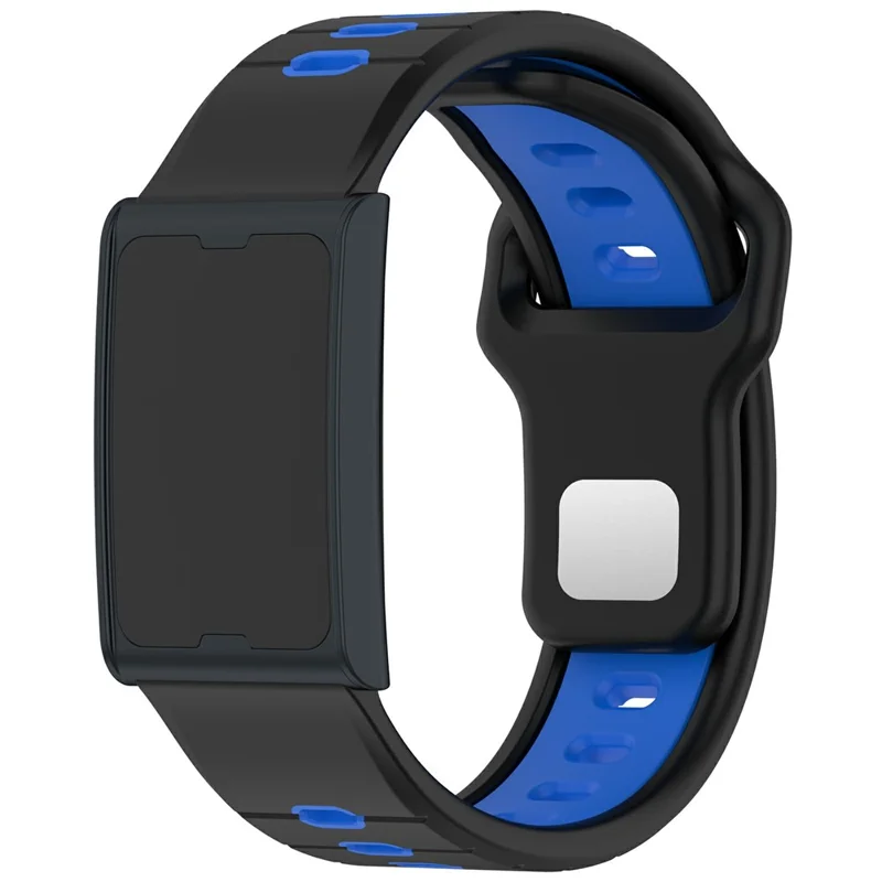 Pour Huami Amazfit Helio Bracelet à Double Couleur en Silicone Souple Bracelet de Montre Ajustable - Noir+Bleu