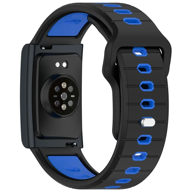 Pour Huami Amazfit Helio Bracelet à Double Couleur en Silicone Souple Bracelet de Montre Ajustable - Noir+Bleu