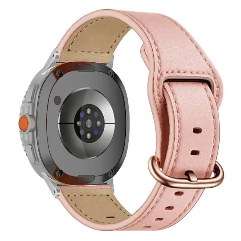 Correa de cuero de vaca auténtico para Samsung Galaxy Watch8 44mm / 40mm con hebilla clásica ajustable - Rosa