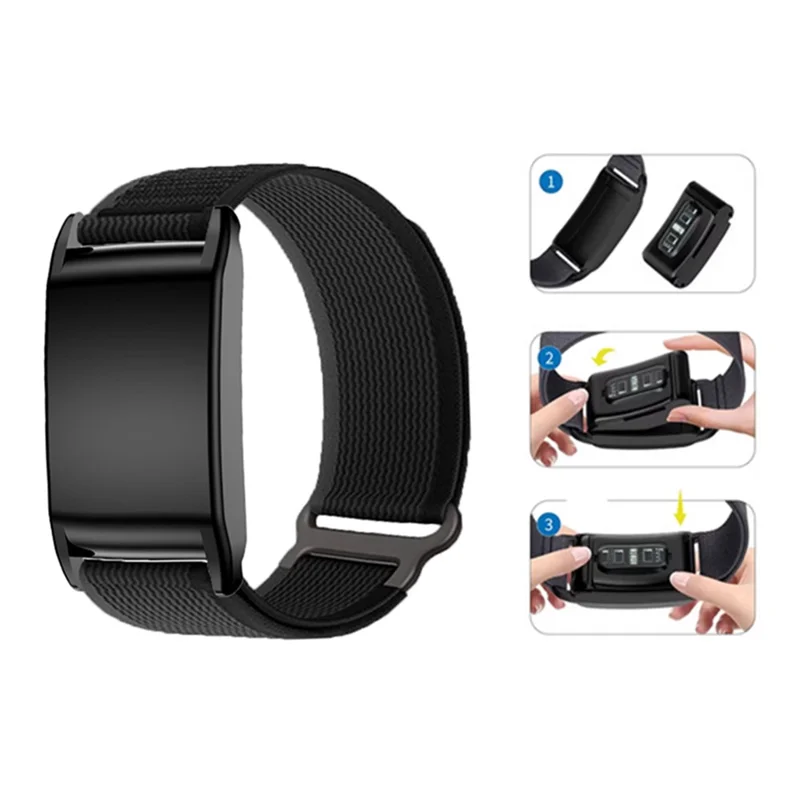 Cinturino in Nylon per WHOOP 5.0 LIFE MG / 5.0 Peak / 5.0 One / 5.0 / 4.0 Banda per Orologio con Chiusura in Velcro e Fibbia Metallica - Nero