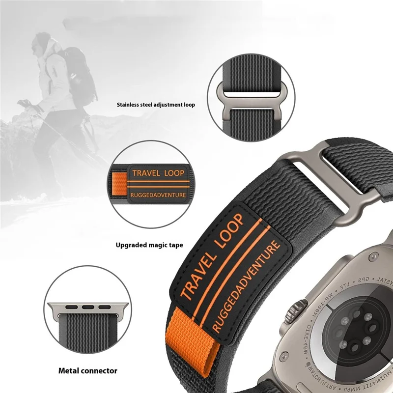 Cinturino in Nylon per WHOOP 5.0 LIFE MG / 5.0 Peak / 5.0 One / 5.0 / 4.0 Banda per Orologio con Chiusura in Velcro e Fibbia Metallica - Nero
