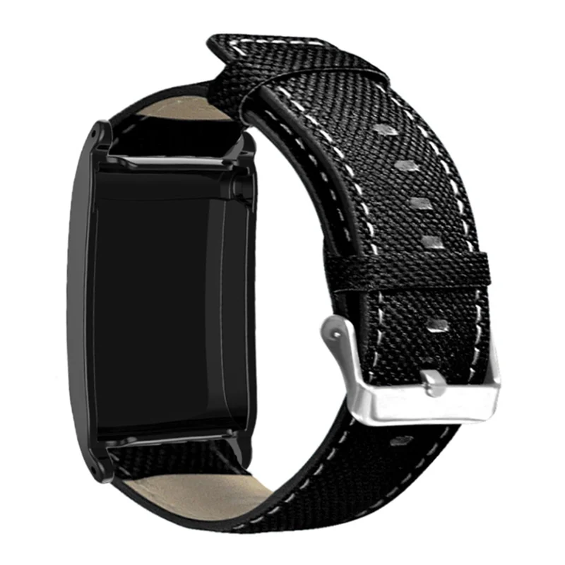 Watch Band for WHOOP 5.0 LIFE MG / 5.0 Peak / 5.0 One / 5.0 / 4.0 Canvas + Leather Replacement Strap - Black