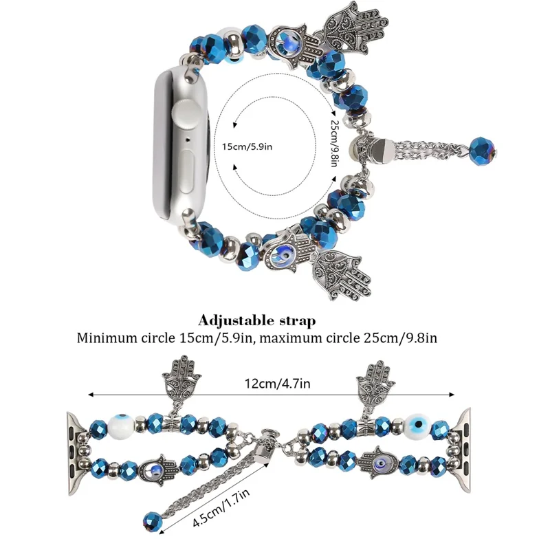 Watch Strap for Apple Watch Series 10 Ultra 9 8 7 SE 6 5 4 3 2 1 46mm 49mm 45mm 44mm 42mm Evil Eye Beaded Bracelet Wrist Band - Gold