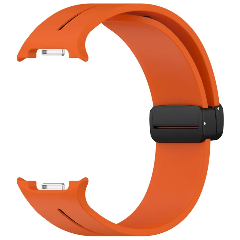 Pulseira de Relógio de Silicone para Samsung Galaxy Watch8 44mm / 40mm / Watch8 Classic 46mm Fivela Magnética Ajustável - Laranja / Preto