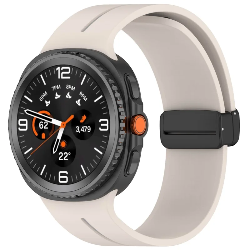Silicone Watch Band for Samsung Galaxy Watch8 44mm / 40mm / Watch8 Classic 46mm Magnetic Buckle Adjustable Strap - Starlight / Grey