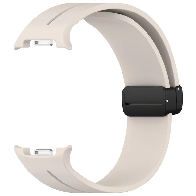 Silicone Watch Band for Samsung Galaxy Watch8 44mm / 40mm / Watch8 Classic 46mm Magnetic Buckle Adjustable Strap - Starlight / Grey