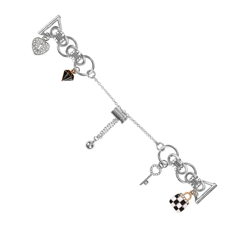For Garmin vivomove Trend / Venu Sq 2 Silver Watch Band Adjustable Single Chain Style Metal Alloy Strap