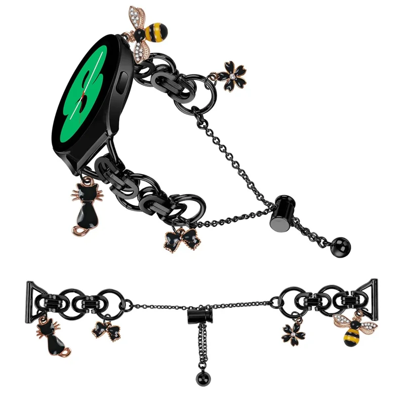 For Samsung Galaxy Watch Active Electroplated Metal Alloy Band Single Loop Chain Bracelet Strap - Black