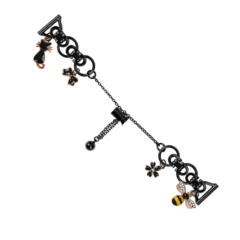 Für Garmin vivomove Trend / Venu Sq 2 Elektrolytisch veredeltes Metalllegierungs-Armband mit Einzelschleifenkette - Schwarz