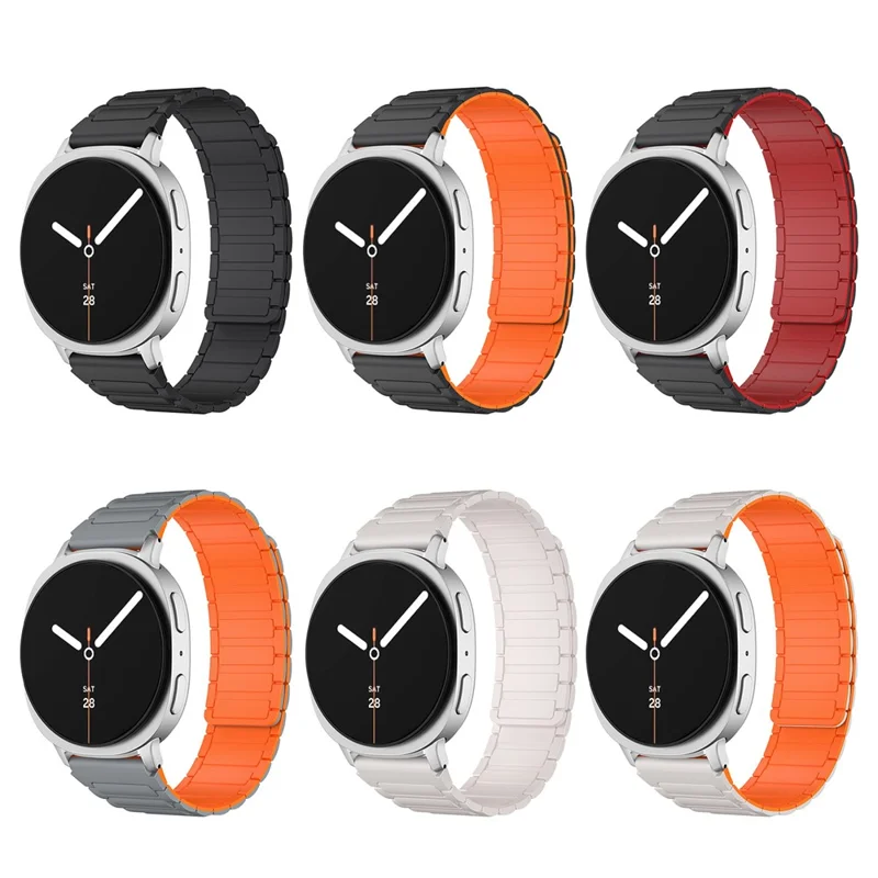 Silikon-Armband für Samsung Galaxy Watch8 Classic 46mm / Watch8 44mm / 40mm Magnetisches Sportband - Schwarz