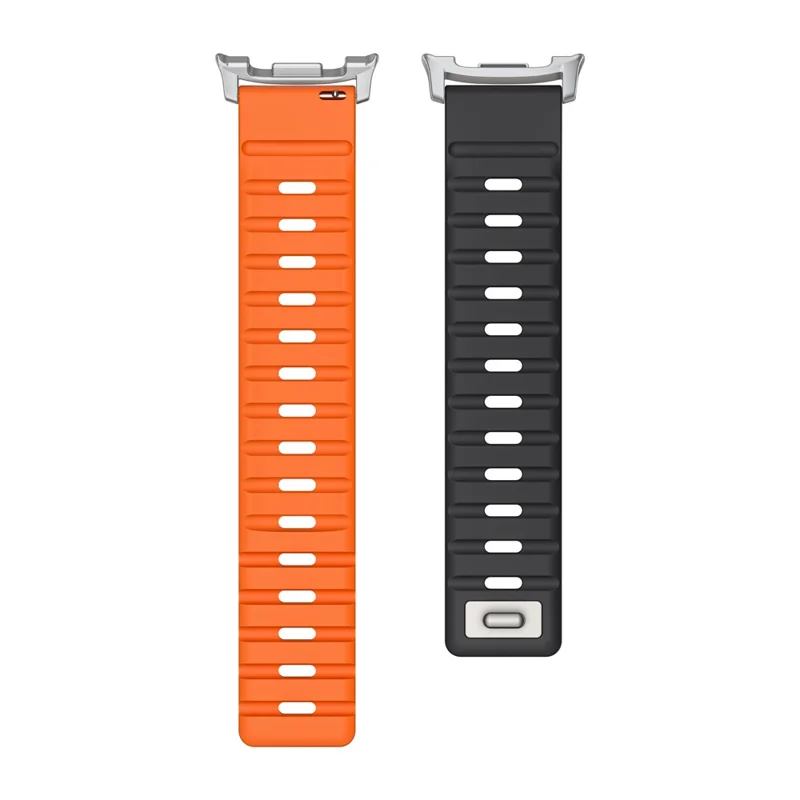 Cinturino magnetico per Samsung Galaxy Watch8 Classic 46mm / Watch8 44mm / 40mm Cinturino per orologio in silicone traspirante - Nero+Arancione