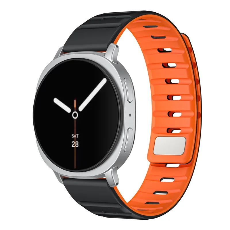 Cinturino magnetico per Samsung Galaxy Watch8 Classic 46mm / Watch8 44mm / 40mm Cinturino per orologio in silicone traspirante - Nero+Arancione