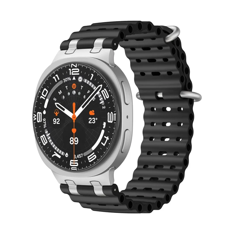 Bracelet de montre respirant en silicone pour Samsung Galaxy Watch8 Classic 46mm / Watch8 44mm / 40mm - Noir
