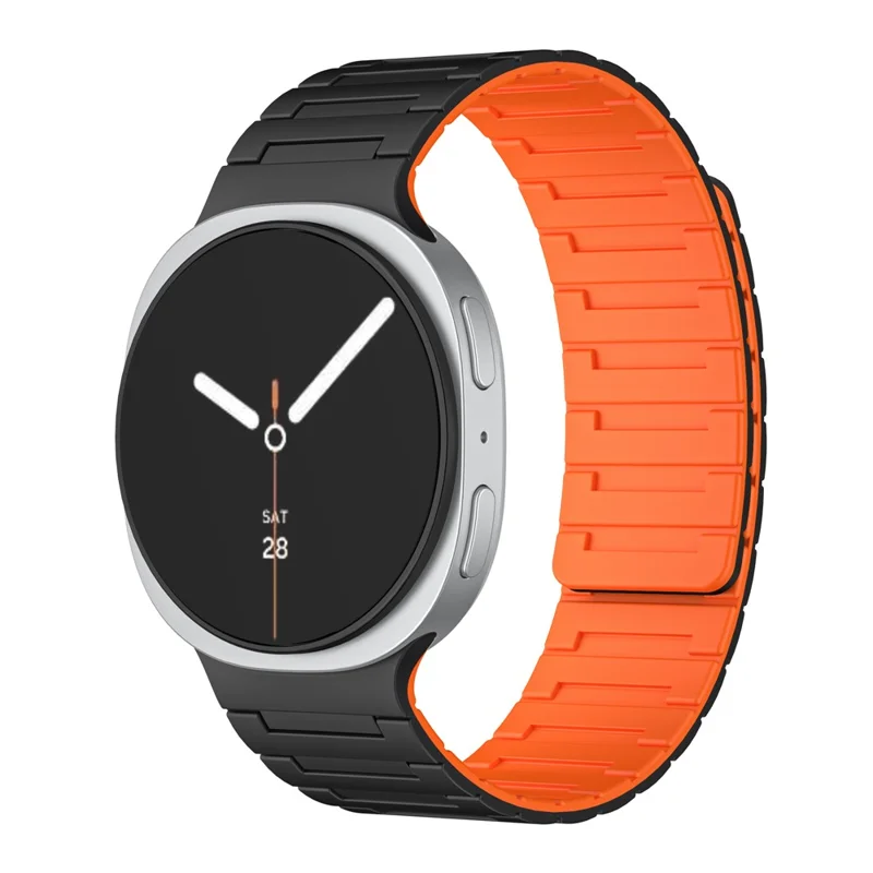 Cinturino in silicone per Samsung Galaxy Watch8 Classic 46mm / Watch8 44mm / 40mm Cinturino magnetico - Nero+Arancione