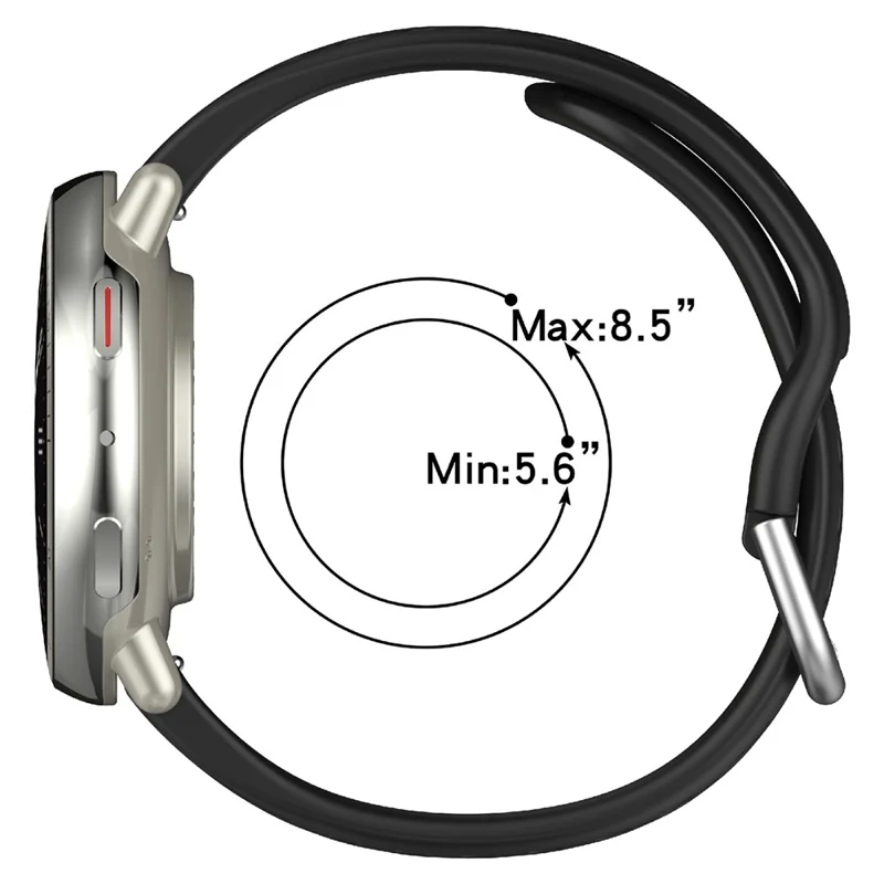 For Huami Amazfit Active 2 Square A2434 Replacement Watch Band 20mm Width Silicone Strap - Black