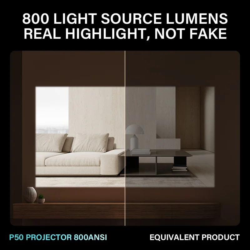 جهاز عرض صغير P50Max بنظام أندرويد 11 ودقة 1080P مع وحدتي تحكم للألعاب، سطوع 800 لومن، واي فاي، نظام سينما منزلية محمول، 2+16 جيجابايت - أسود / قابس أمريكي