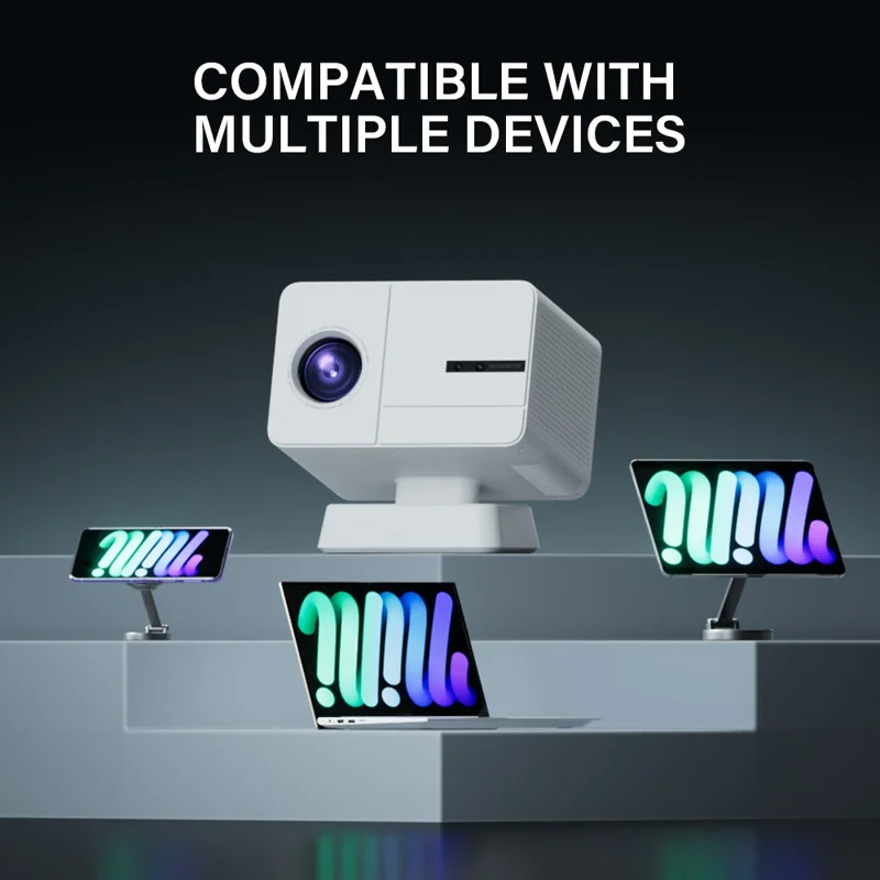P50Max Android 11 1080P Mini Projector with 2 Gamepads 800 Lumens WiFi Portable Home Theater, 2+16GB - White / US Plug