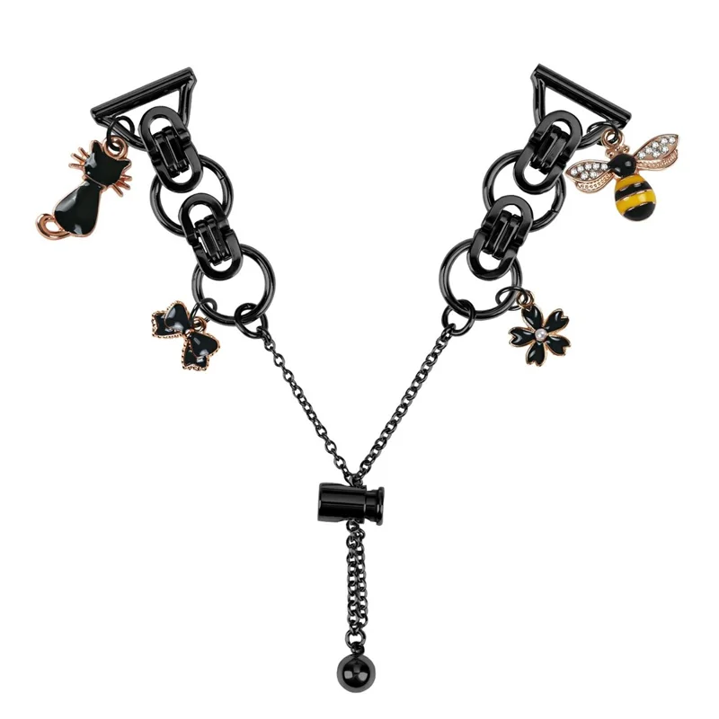 For Garmin Instinct 2S Electroplated Metal Alloy Band Single Loop Chain Bracelet Strap - Black