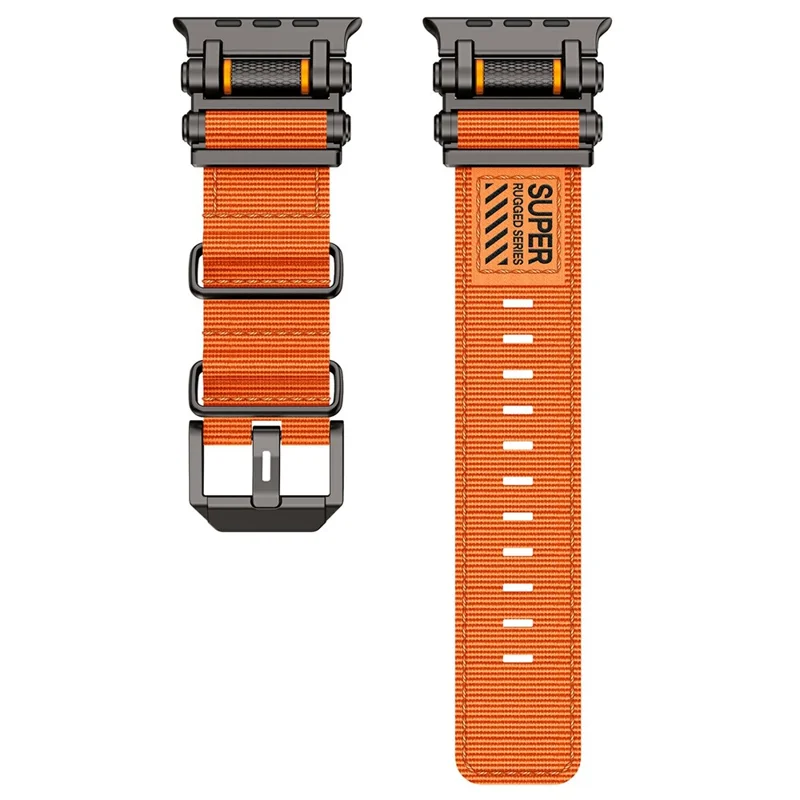 Watch Band For Apple Watch Series 10 Ultra 9 8 7 SE 6 5 4 3 2 1 46mm 49mm 45mm 44mm 42mm Gear Design Nylon Strap with Black Connector - Orange