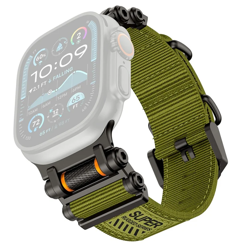 Armband für Apple Watch Series 10 Ultra 9 8 7 SE 6 5 4 3 2 1 46mm 49mm 45mm 44mm 42mm Gear Design Nylon Gürtel mit schwarzem Verbinder - Grün